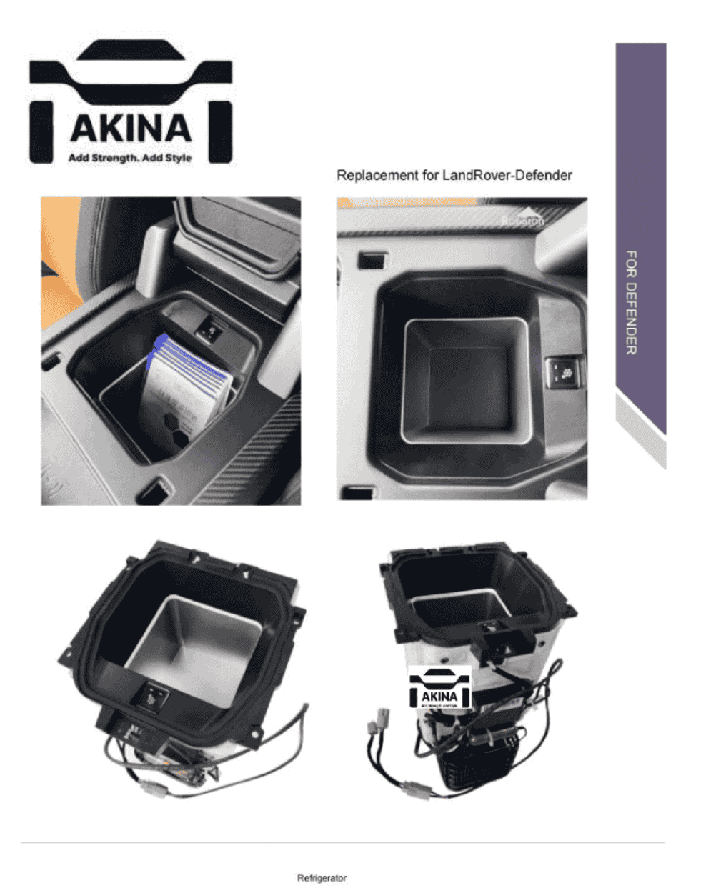 2020 Up Defender Center Console Fridge