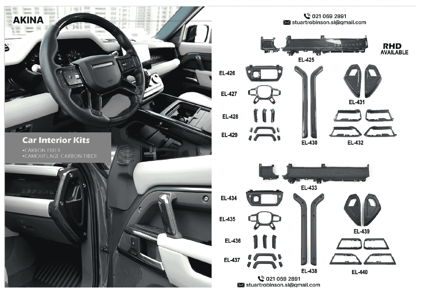 2020 up Defender Interior kit - Carbon - 2 options