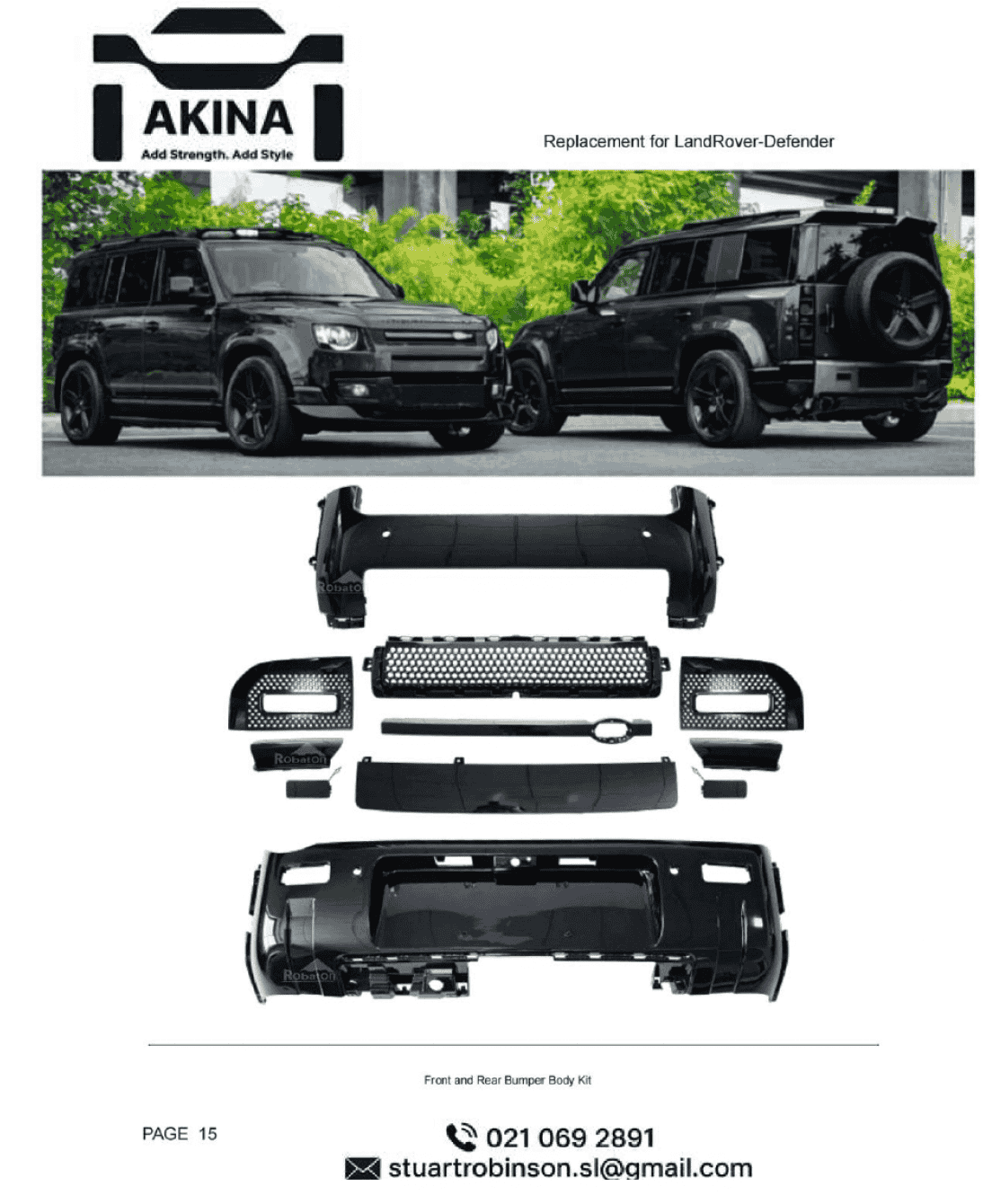 2020 Up Defender Bodykit, Front and Rear bumpers