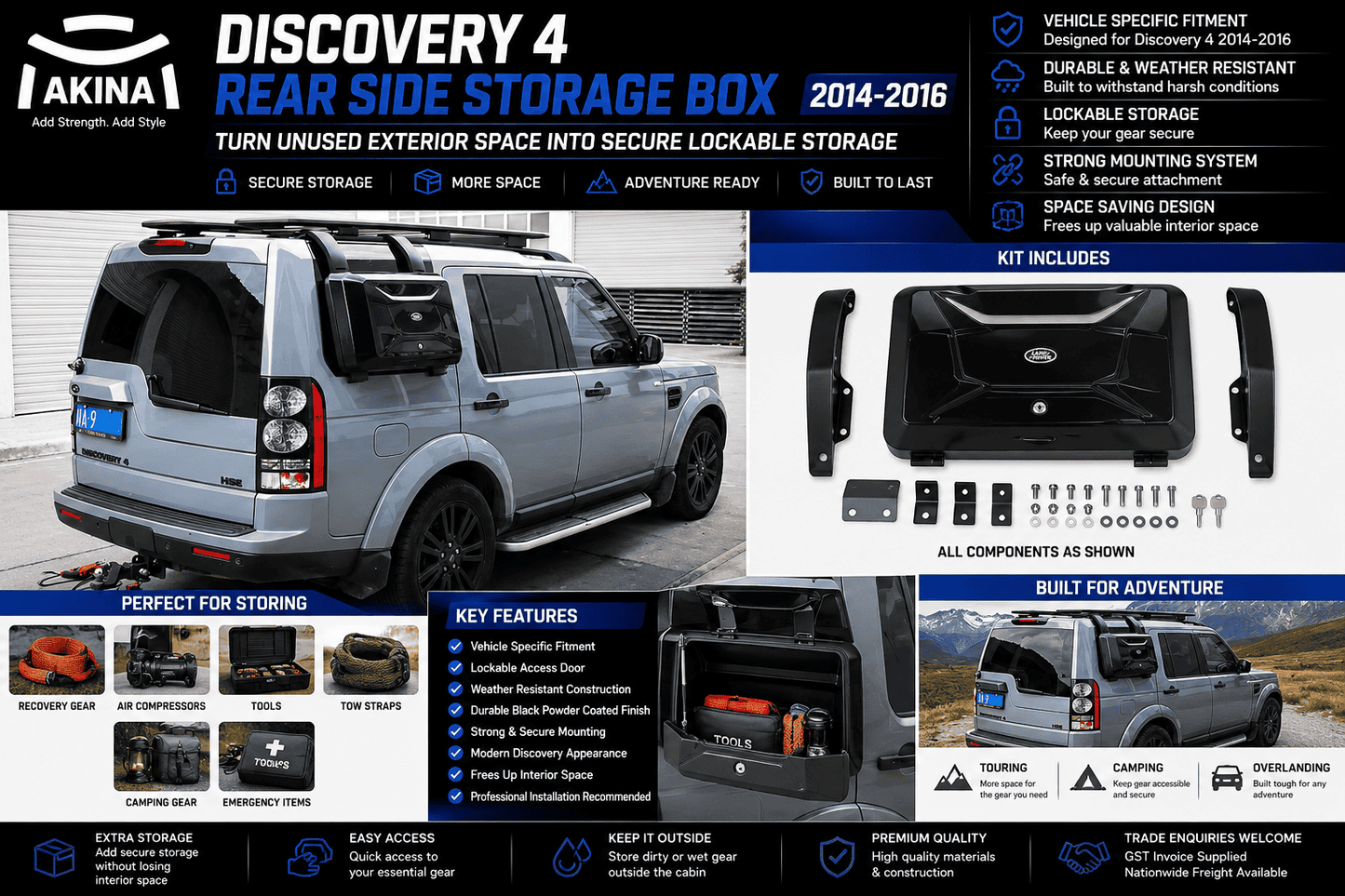 Land Rover Discovery 4 Side Storage Box 2014-2016 | Rear Accessory Box | Discovery 4