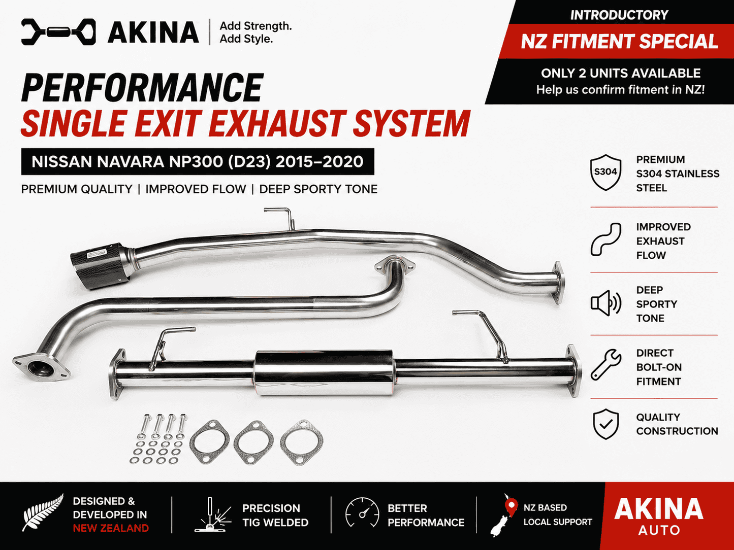 Nissan Navara NP300 (D23) (2015–2020) AKINA Exhaust system
