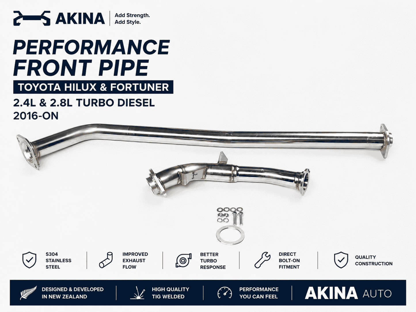 Toyota Hilux 2.4L & 2.8L Turbo Diesel (2016-On) Down Pipe