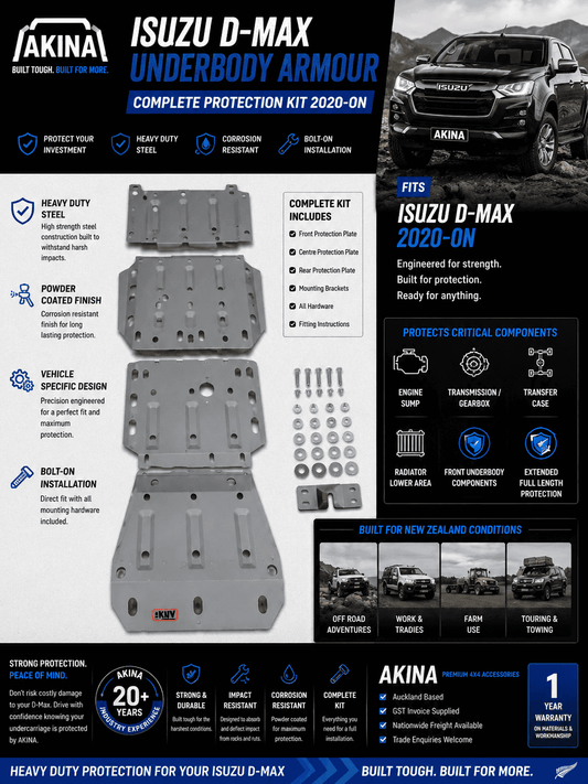 Isuzu D-Max Underbody Armour Skid Plate Kit 2020-2027 | Heavy Duty Steel Protection