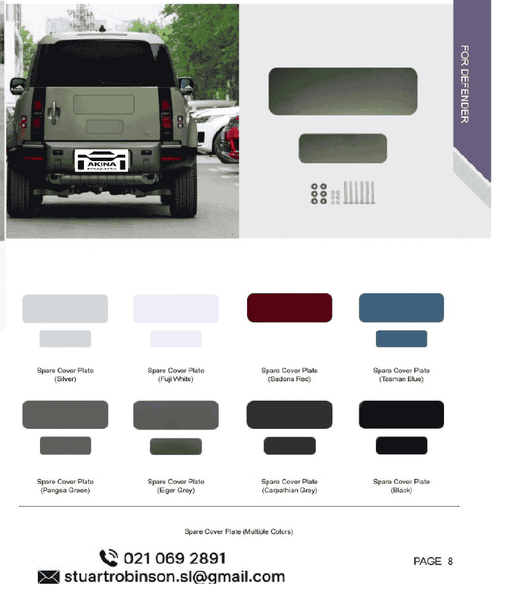 2020 up Defender Spare Wheel Delete Plate