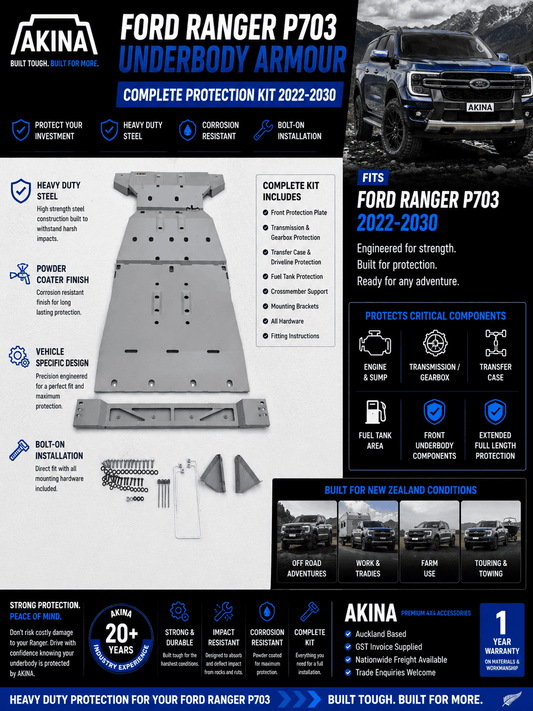 Ford Ranger P703 Underbody Armour Kit 2022-On | Heavy Duty Steel Skid Plates