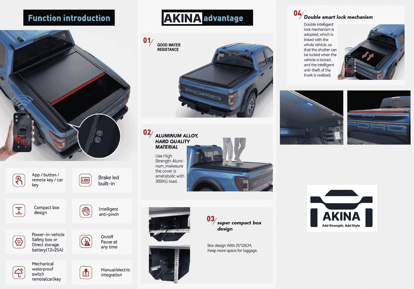 Tonneau cover ADVANCED PLUS- Akina electric