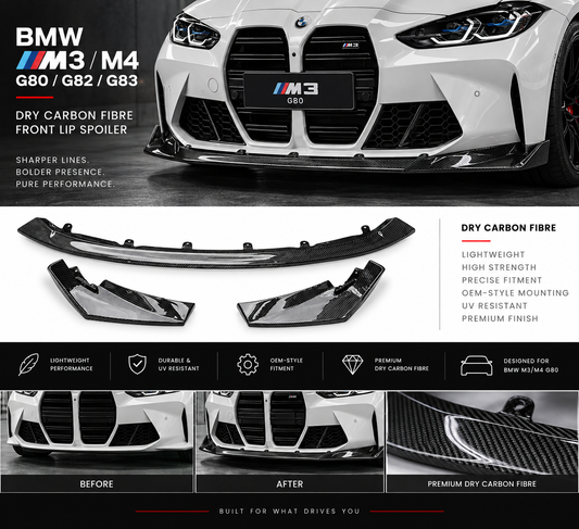 BMW M3 / M4 G80 G82 G83 Dry Carbon Fibre Front Lip Spoiler