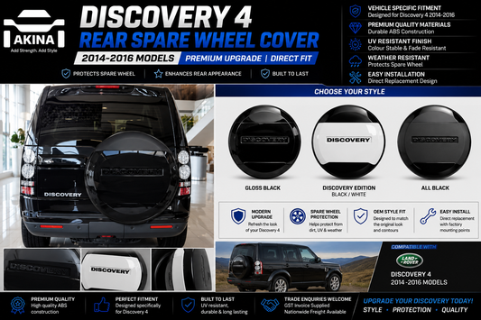 Discovery 4 Rear Spare Wheel Cover | Gloss Black & White | 2014-2016