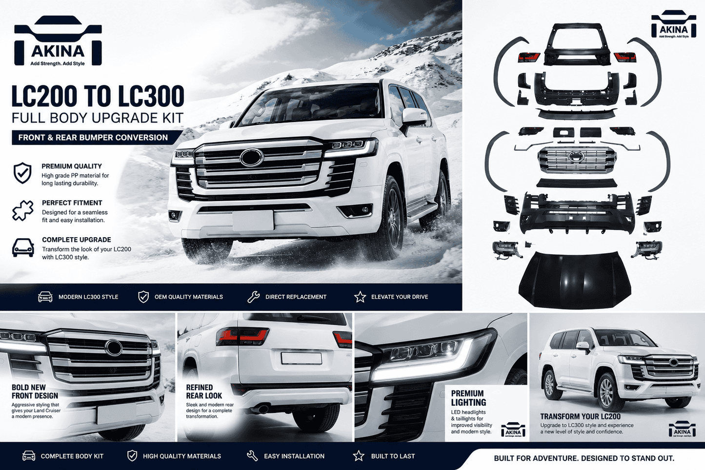 Toyota Land Cruiser 200 → LC300 Style Front & Rear Bumper Upgrade Kit