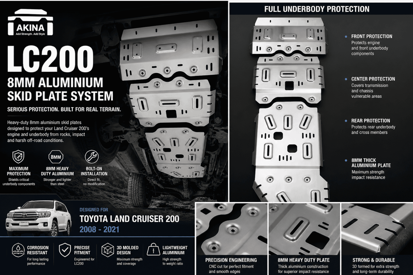 Toyota Land Cruiser 200 Aluminium Skid Plate System