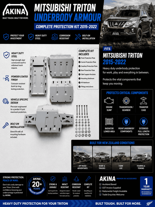 Mitsubishi Triton Underbody Armour Skid Plate Kit 2015-2022 | Heavy Duty Steel Protection