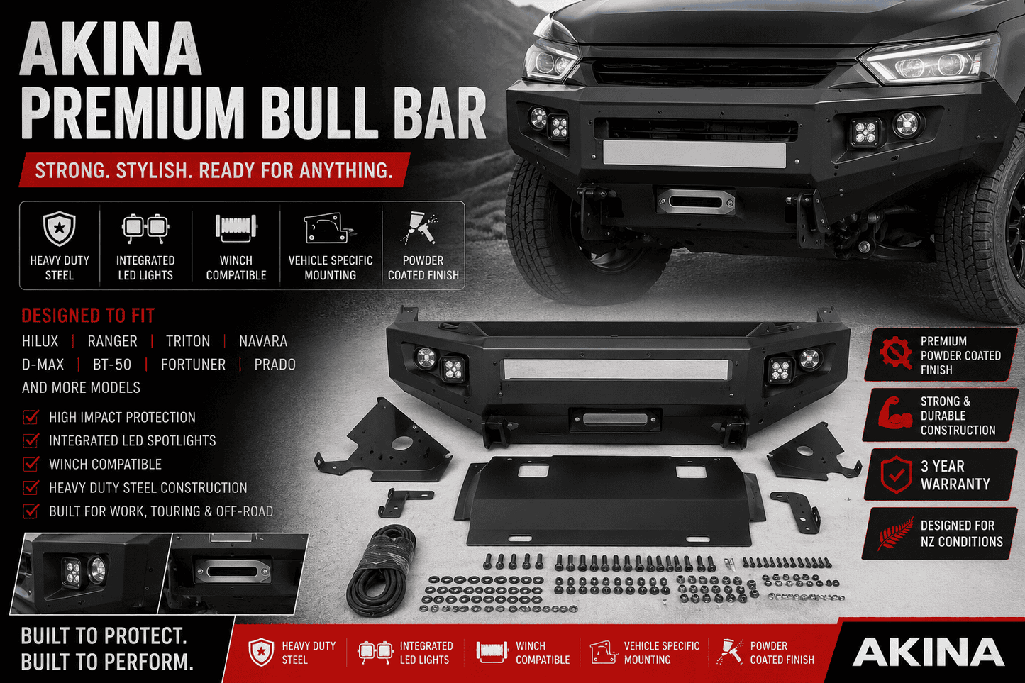 AKINA ZR3 Premium Steel Bull Bar